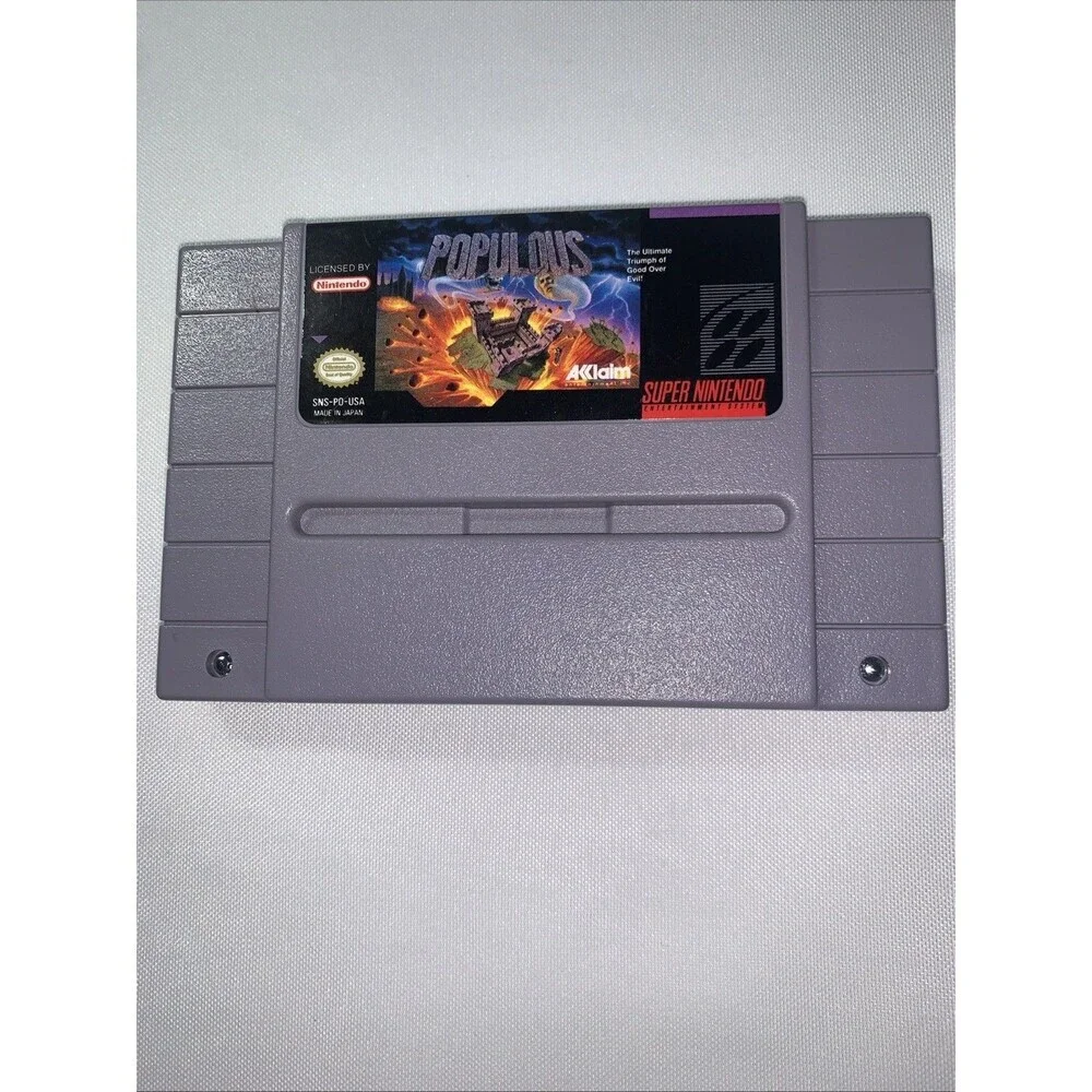 Vintage SNES Super Nintendo - POPULOUS - CIB Video Game Cartridge Only
